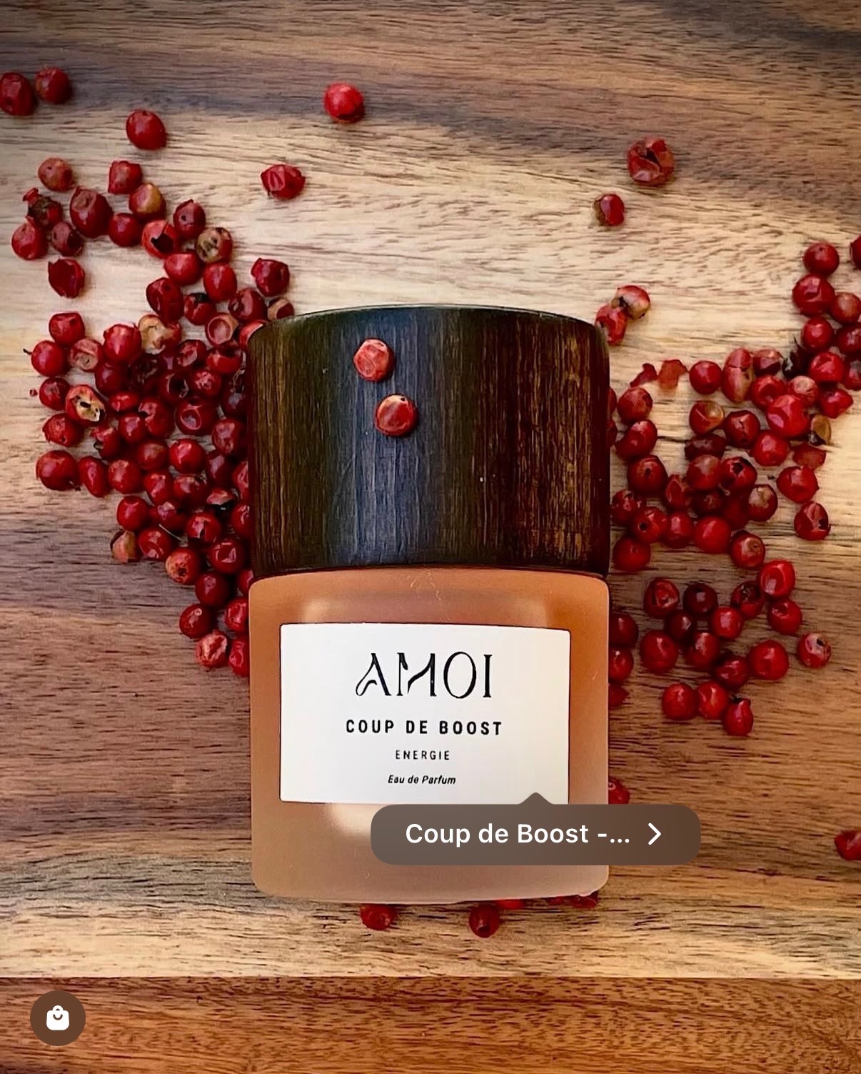 AMOI perfume product photography — complete image